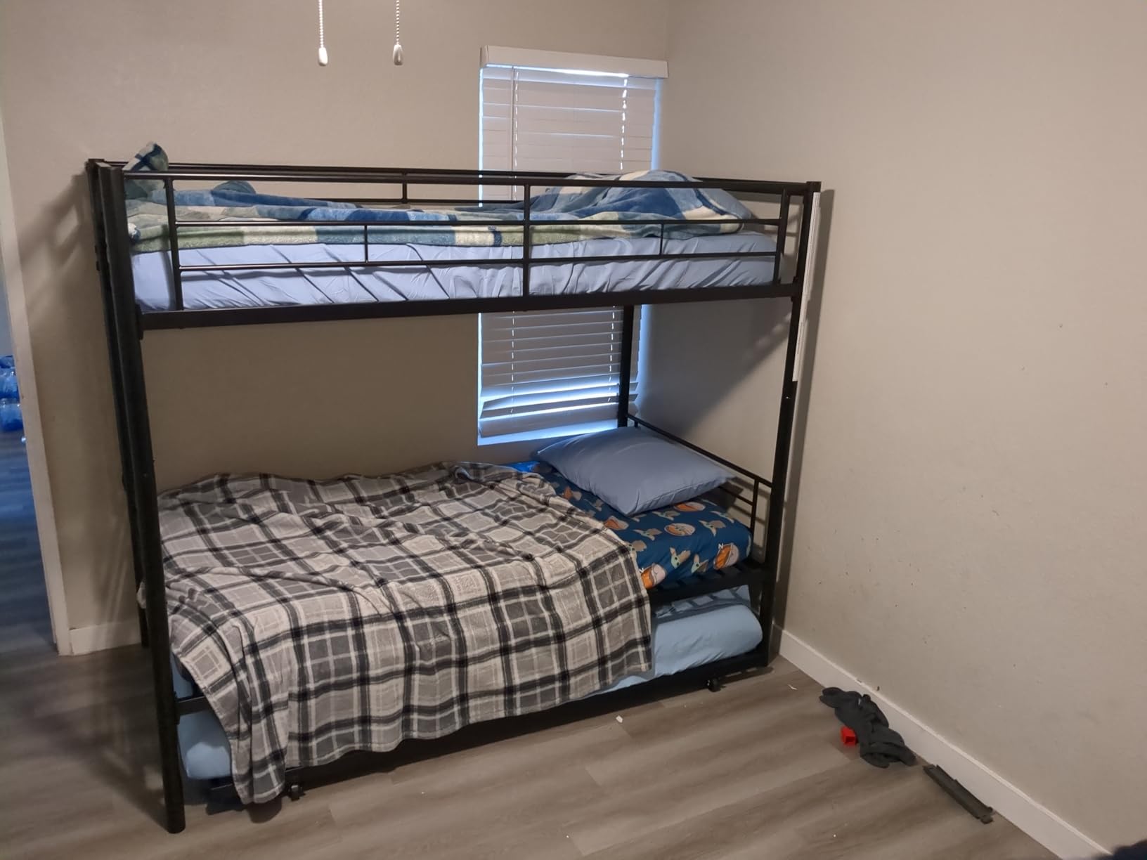30/mo Finance EMKK Twin Over Full Bunk Bed with Trundle,Metal Triple