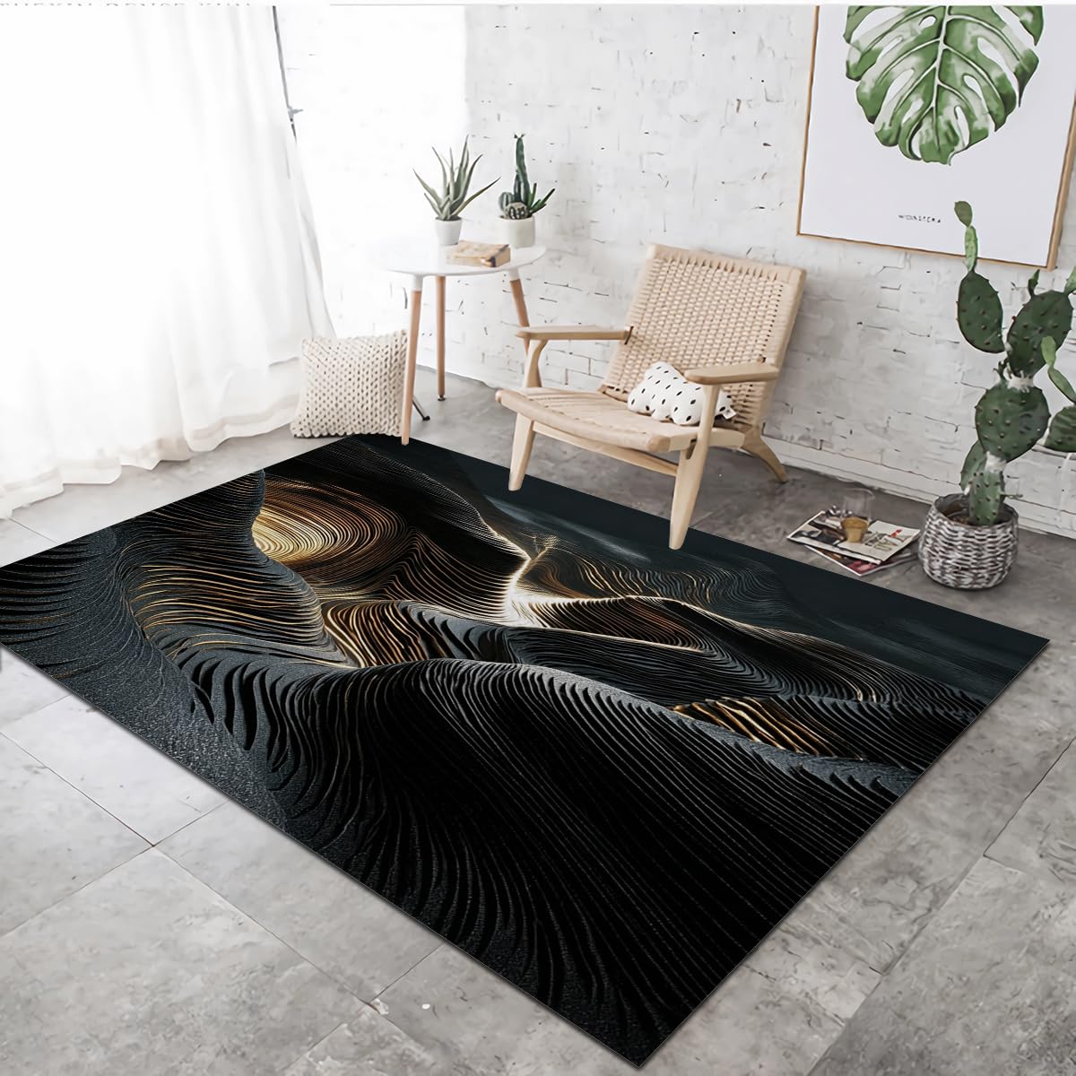 Tapis abstrait or noir VULORA l'élégance d'une moquette douce de qualité