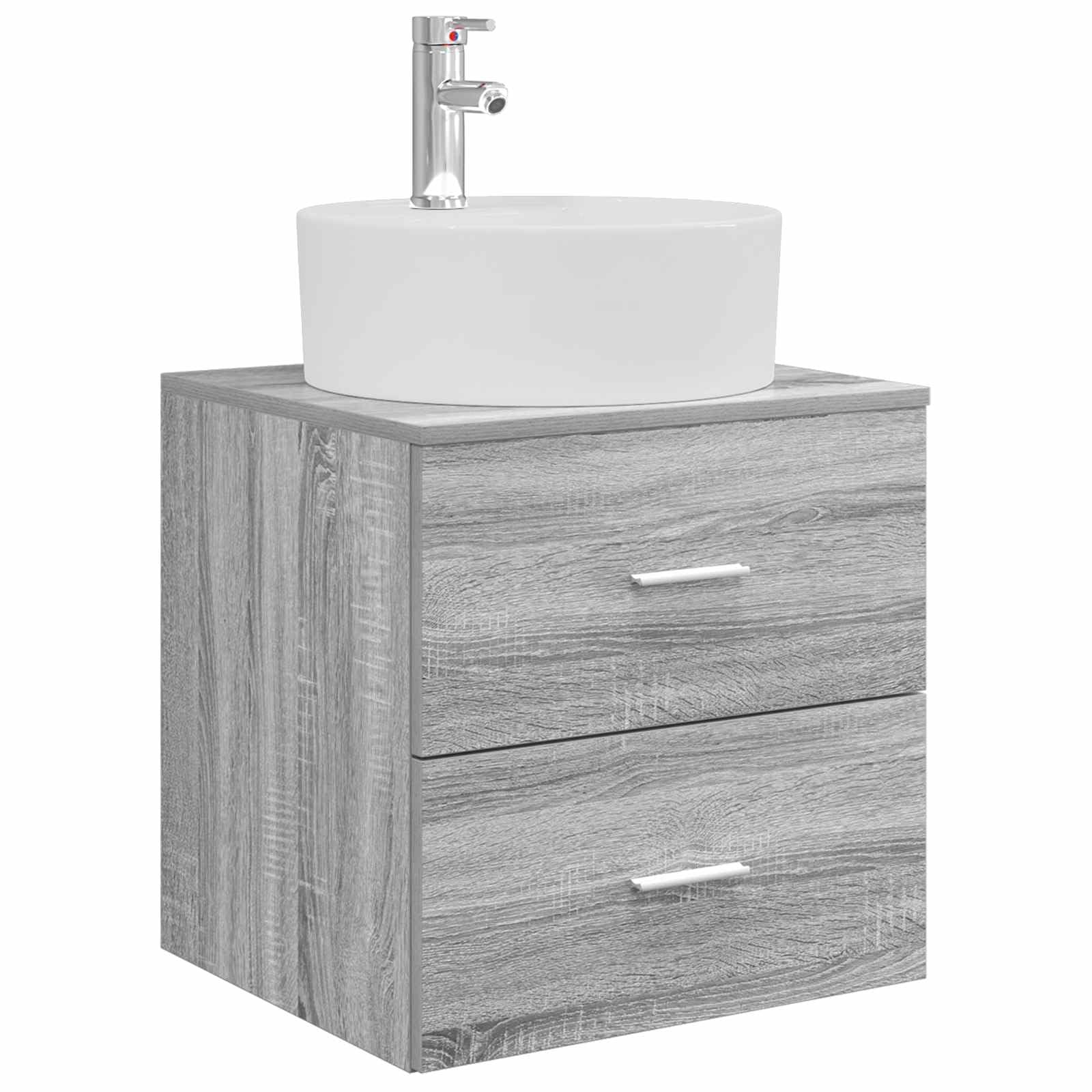 Vidaxl Greysonoma Wall-Mounted Sink Vanity Grey Sonoma 49.5 X 44.5 X 65 Cm, Modern Bathroom Vanity, Compact Sink Unit, Wall-Mounted Storage, Space-Saving Cabinet, Engineered Wood Design, Functional Use