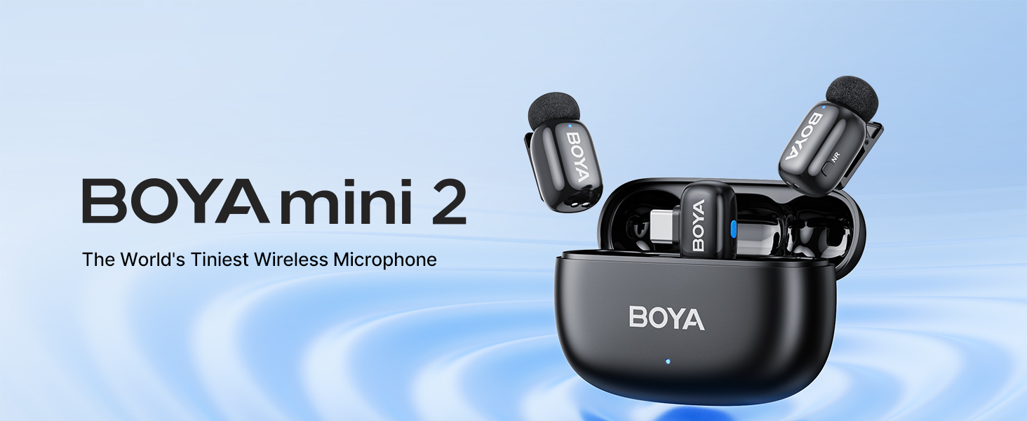 Amazon.com: BOYA mini 2 Wireless Lavalier Microphones for iPhone 15/16/17 &  Android, AI Noise Cancellation, App Control, 30H Battery Life with Charging  Case, Lapel Microphone Wireless for Video Recording Vlogging : Musical  Instruments