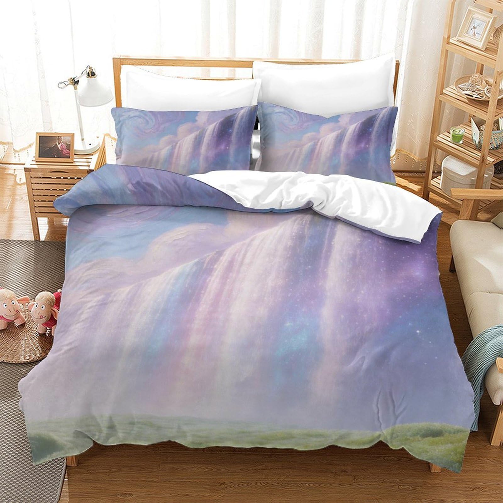 Parure de lit infroissable housse de couette nébuleuse 200x200 microfibre douce pour adulte