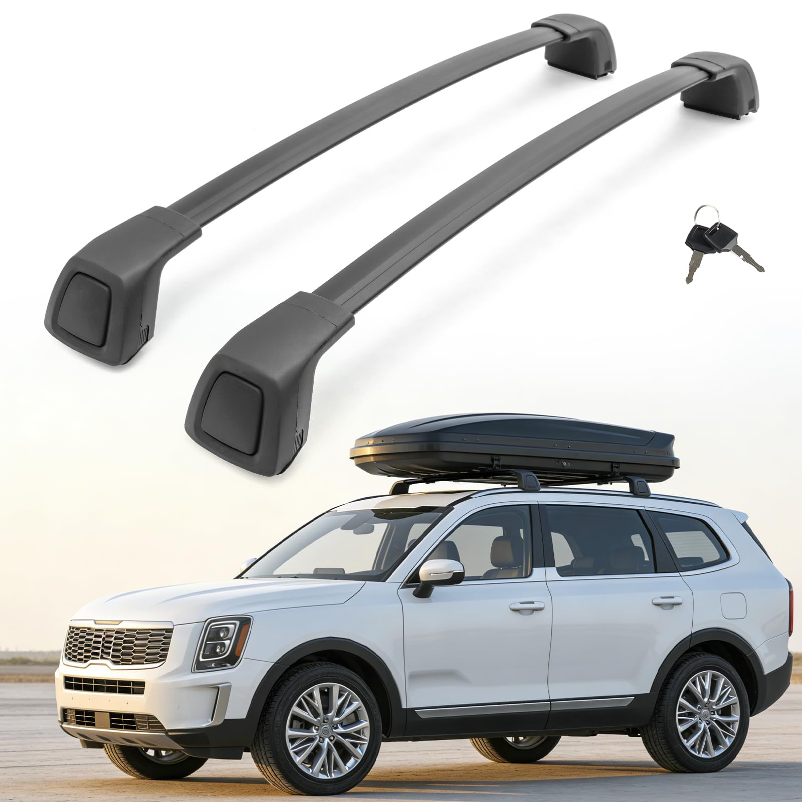 Snailfly Upgraded Roof Rack Cross Bars Fit for 2019-2026 Kia Telluride S SX SX-P EX Lockable Crossbars for Ski Kayak Bike Basket (Except X-Line and X-Pro)