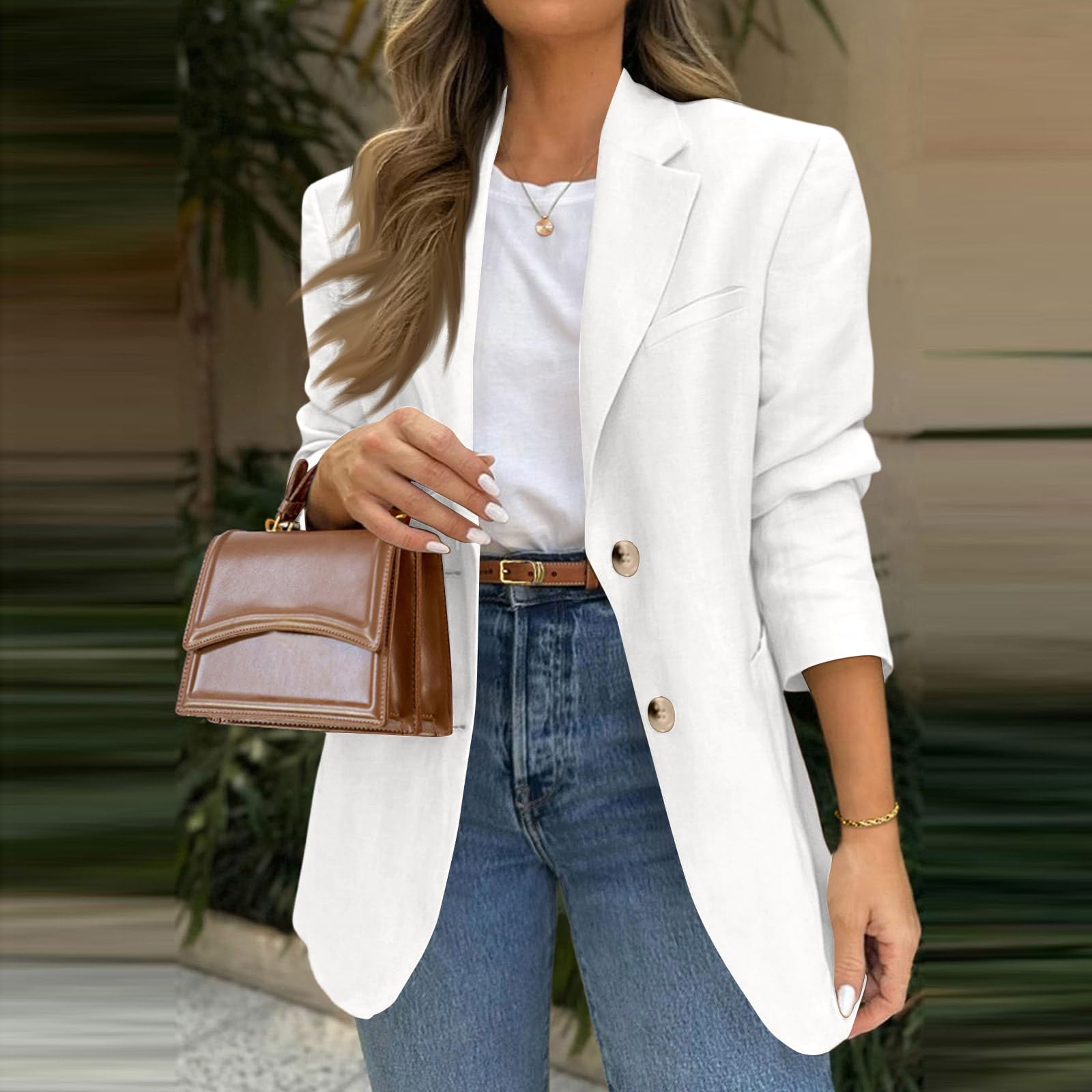 Blazer Damen Sportlich Anzug Jacke Mit Knöpfen Wintermantel Einfarbig