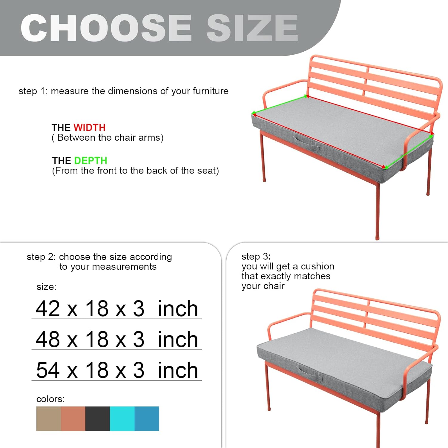 Pcinfuns Outdoor Bench Cushions,59 x 18 x 3 Inch Patio Furniture Water-Resistant Chair Cushion,Loveseat Garden Sofa Settee Couch Swing Pads with Handle and Adjustable Straps,Light Linen Gray