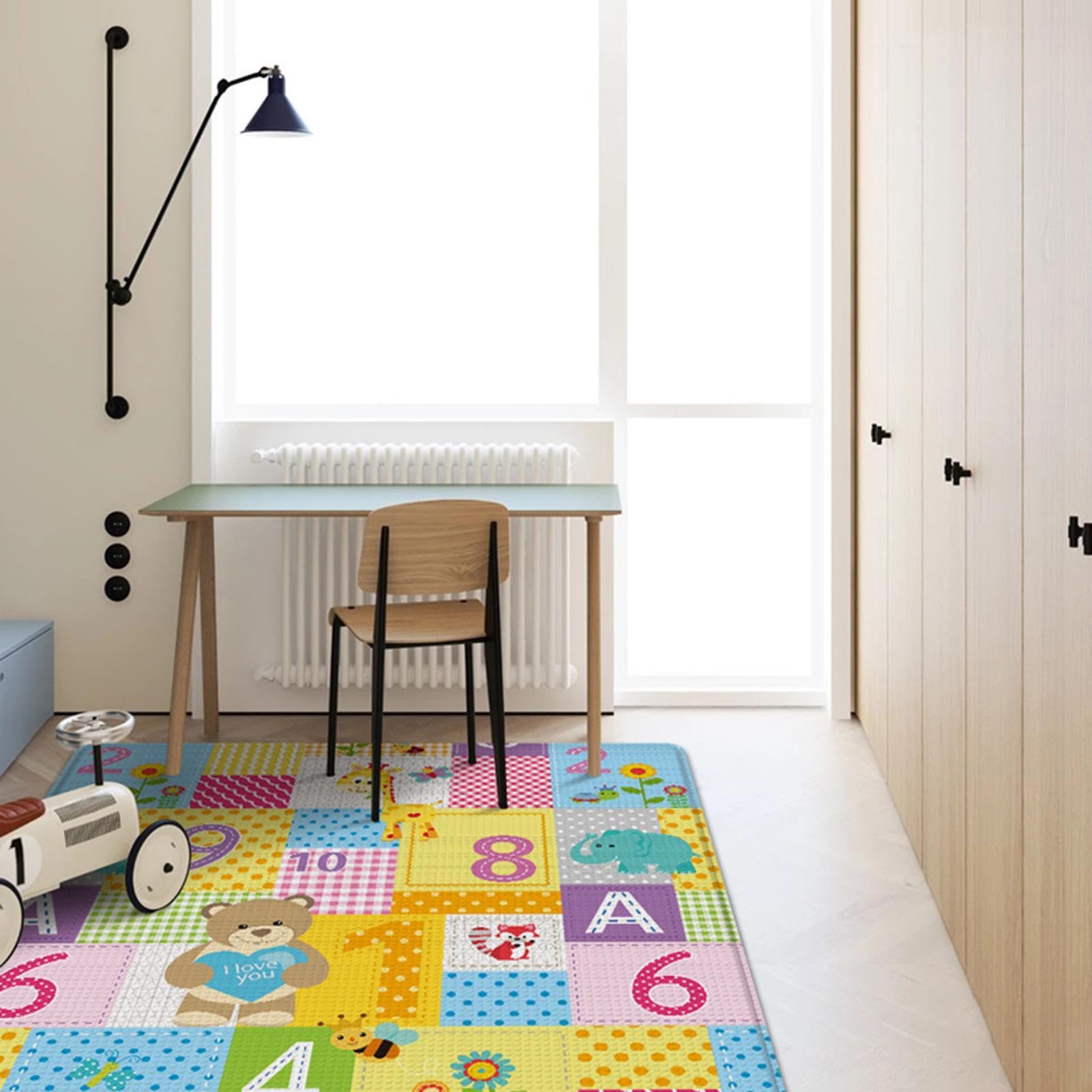 Tapis De Jeu pour Nt Bebe Double Face Appliquer À L'intérieur Et L'extérieur Non Toxique 180x100cm Tapis De Sol XXL en Mousse Epais Pliable Reversible Imperméable