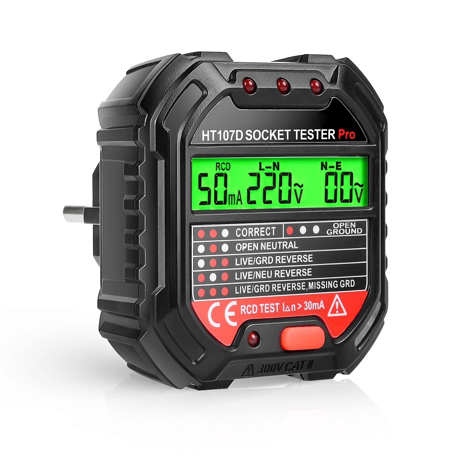 Tester Prese Elettriche Euakee Con Display LCD - Rileva 6 Errori Cablaggio, Test GFCI, HT107D - Foto 8