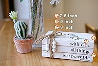 Vista 5 de LIVDUCOT Pila de libros de decoración de madera de granja Pilas rústicas de libros de imitación Letrero con Dios todas las cosas son posibles