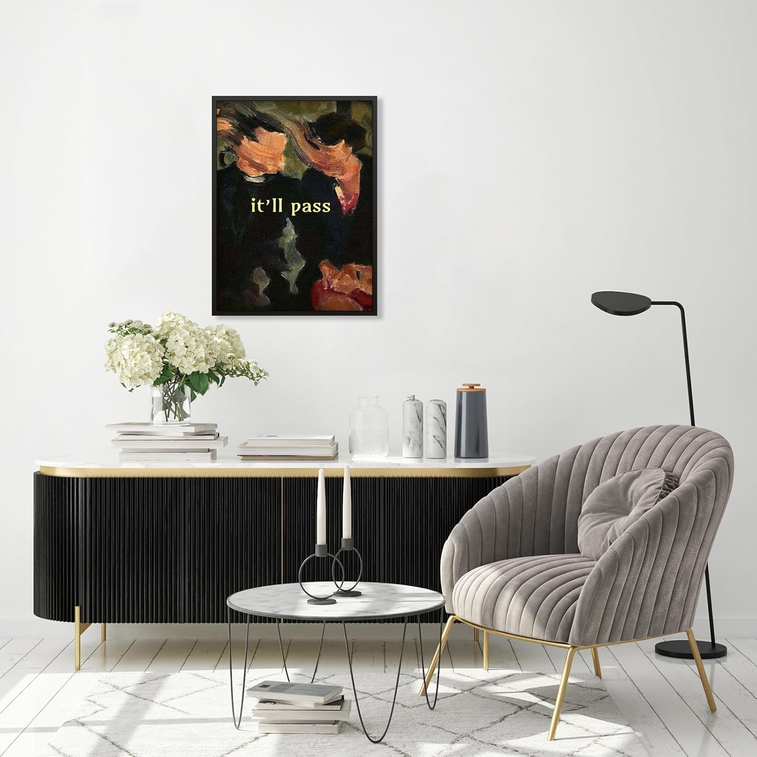 Fleabag Tv Show Posters It'll Pass Positive Quotes Canvas Wall Art 24X36 inch Black Framed Vintage Abstract Oil Painting for Living Room Bedroom Wall Decor