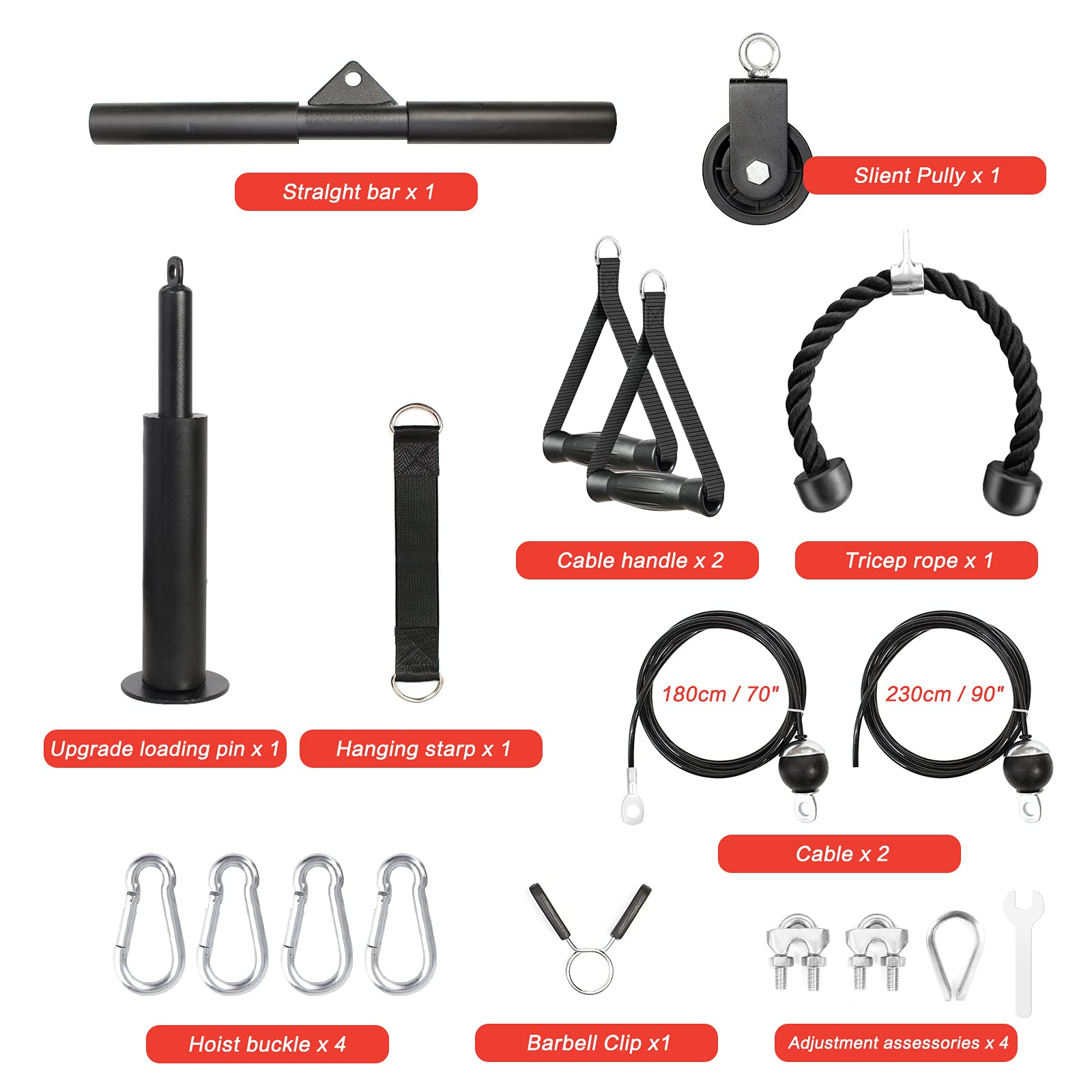 Leogreen Sistema di Pulegge LAT Machine Pulley, Rullo da Polso, LAT Pulley System (180cm & 230cm), ​per allenare la Forza del Polso, per allenare la Forza del Braccio, Esercizi per pulldown