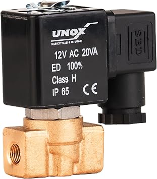 UNOX 1/8" NPT Steam Solenoid Valve 12V AC, High Temperature 14F/356F Brass Control Valve Normally Closed - 7-87 PSI Multi-Purpose Reliable Control Valve