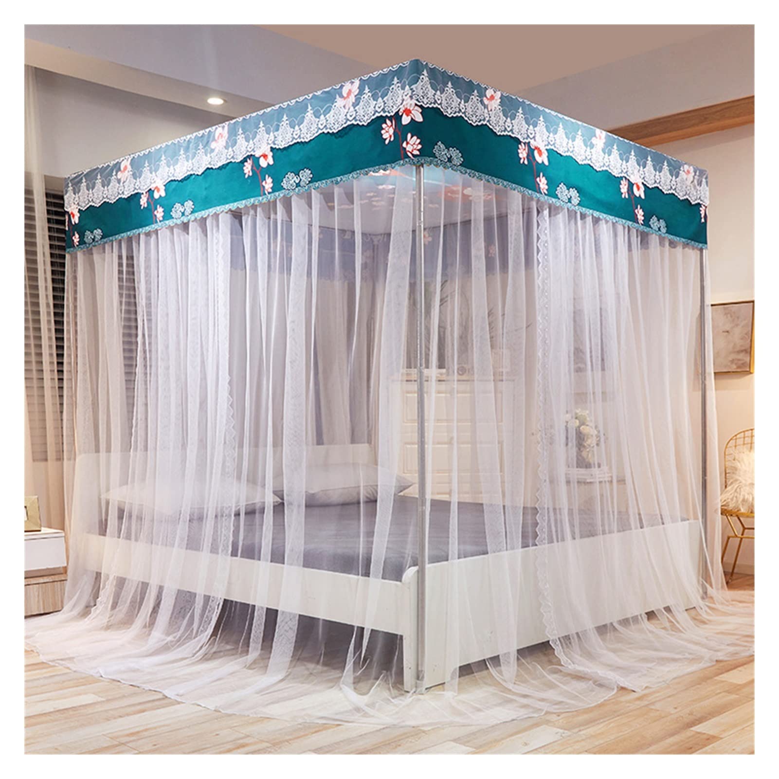 Cadeau romantique : ciel de moustiquaire de lit verte à baldaquin pour sublimer une chambre