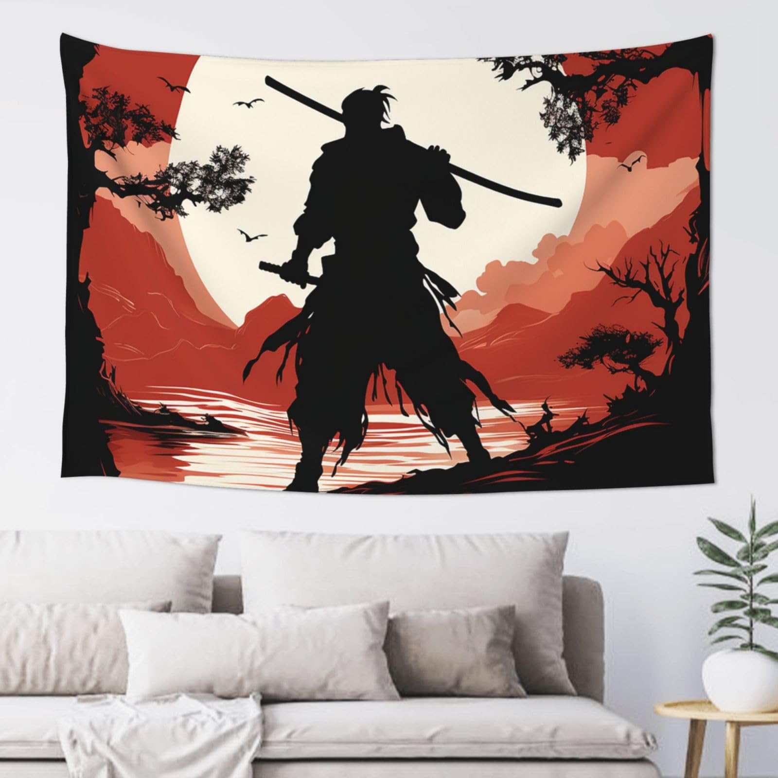 FodPand Samurai Tapestry Dorm Decor, Wall Backdrop Aesthetic Tapestries Hanging Banner for Bedroom, Modern Wall Art Poster Blanket, Home Decor Wall Tapestry 60"x40"