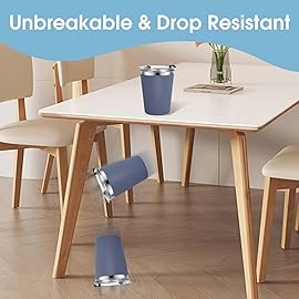 Vermida Kids Cups with Straws and Lids Leak Proof, 12oz Sippy Cups for Toddlers 1-3, Spill Proof Cup Stainless Steel Kids Cups with Lids for Home School, Outdoor, 4 Pack