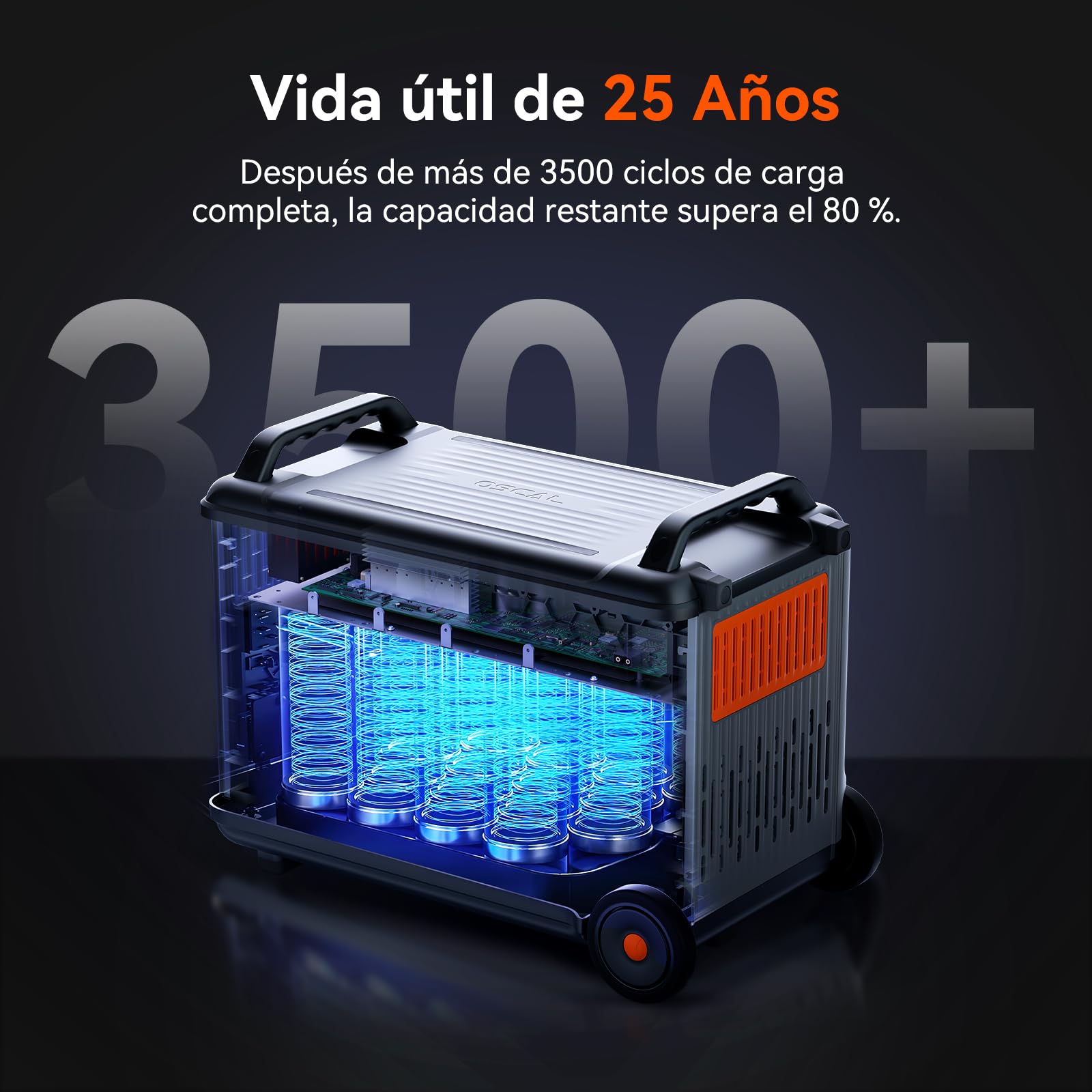 OSCAL Power Station PM6000+BP6000+PM400, 6000W Generador Solar Portátil, Batería LiFePO4 de 3600 WH, Incluye un Panel Solar de 400W y una batería Adicional de 3600 Wh.