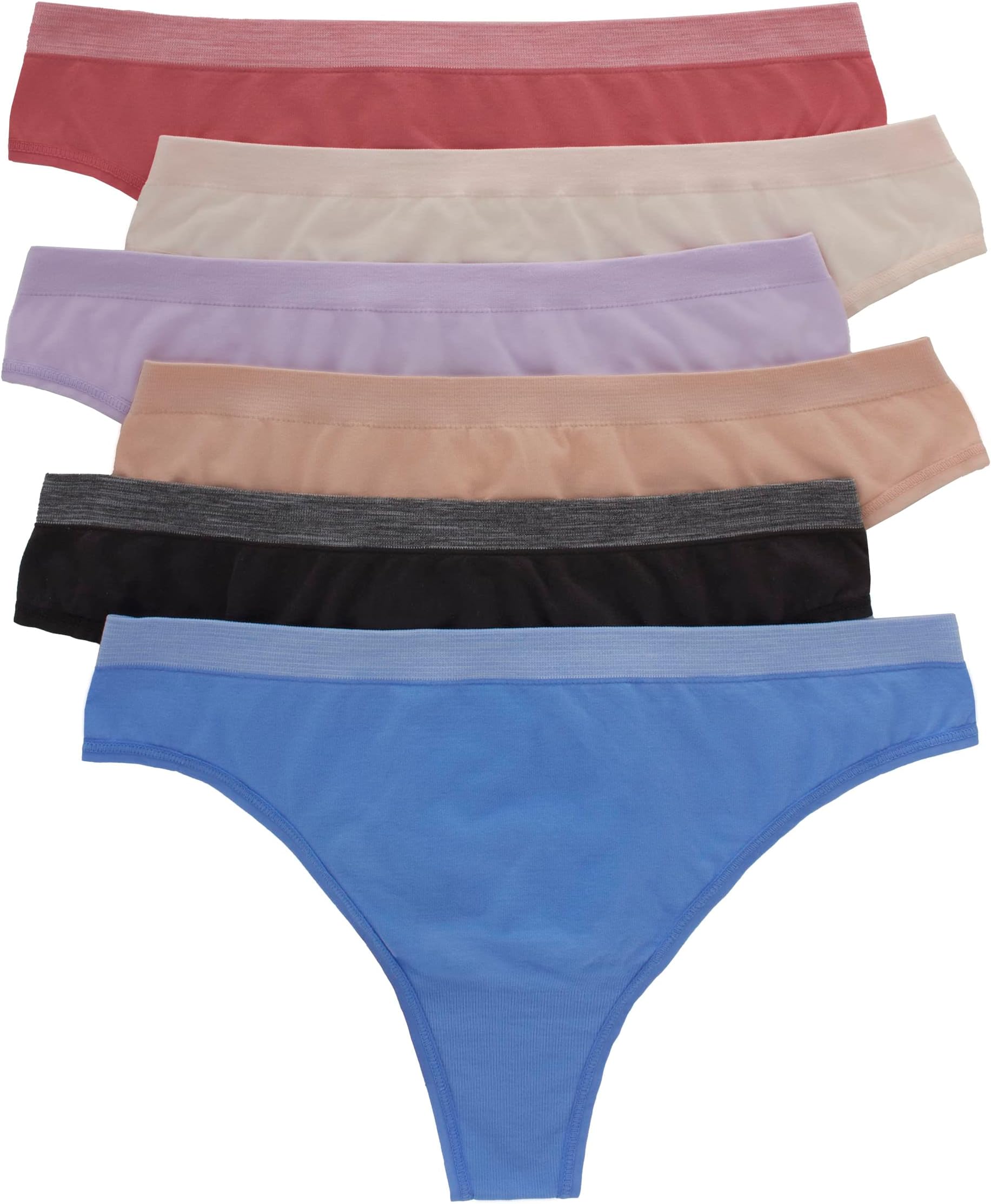 Women's Seamless Underwear Pack, Comfort Flex Fit Bikini Boyshort or Thong Panties, 6-Pack