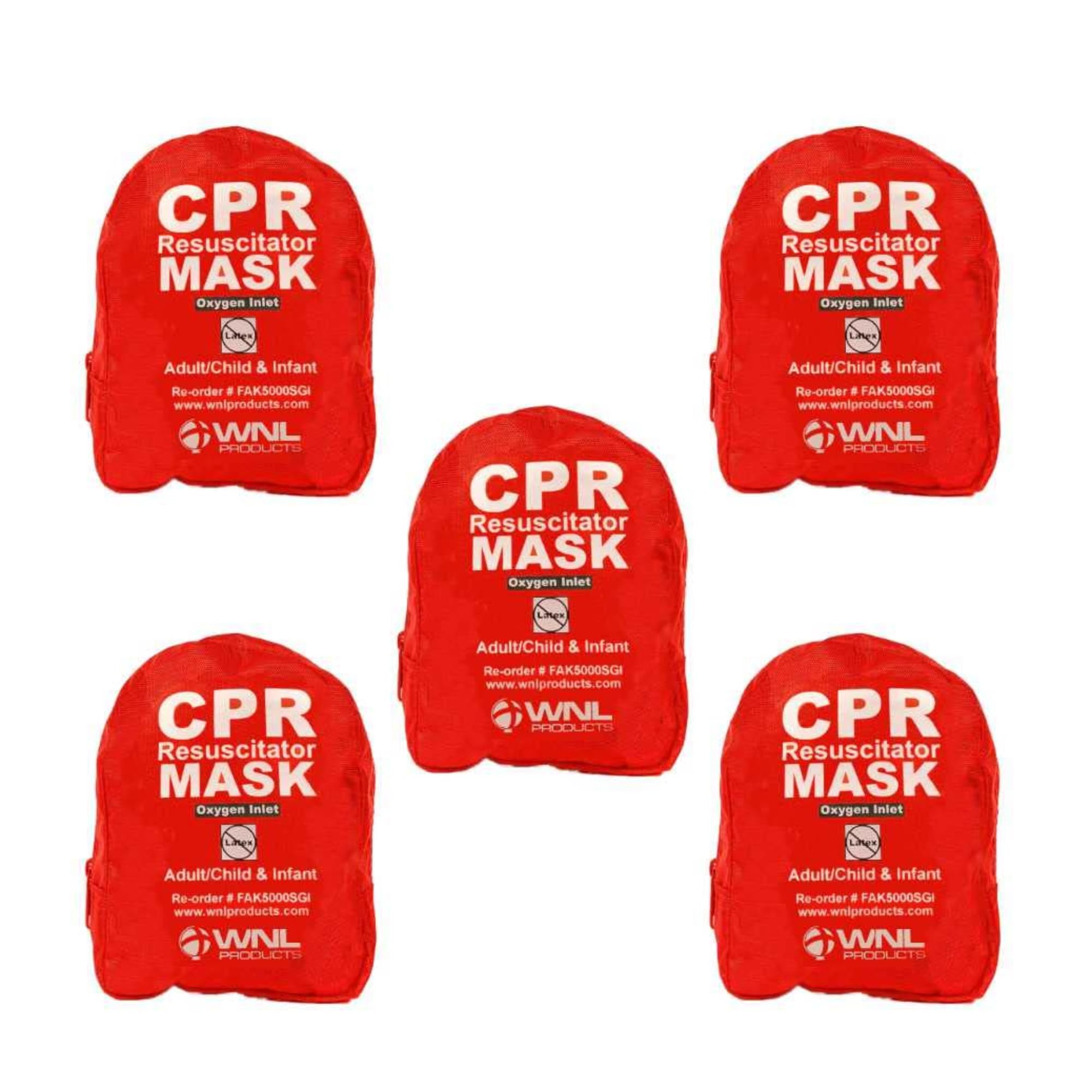 WNL Products CPR Rescue Mask 5-Pack