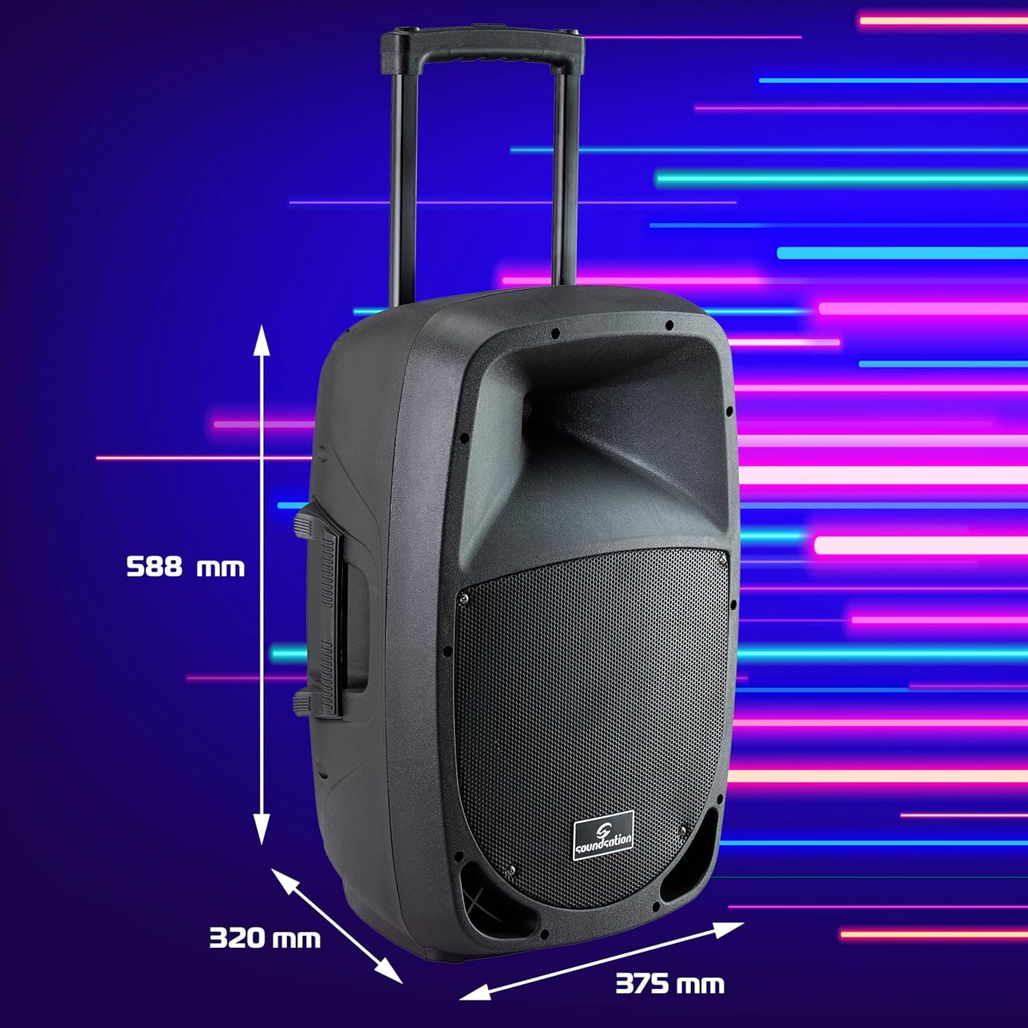 Rockstar - Sistema de Megafonía Portátil con Batería Recargable GoSound 10Air, 360W, Bluetooth, App Control, Micrófono Inalámbrico VHF, USB/SD, Ecualizador Gráfico, Ideal para Eventos y Exteriores