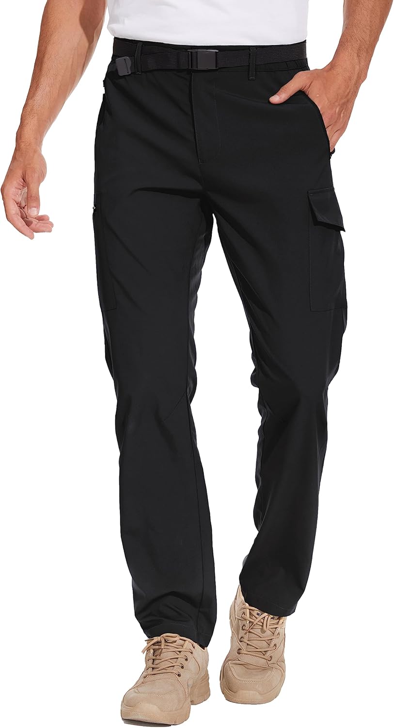 NATUVENIX Hiking Pants for Men, Lightweight Mens Travel Pants Quick Dry Fishing Pants Men Water Resistant Outdoor Pants Work