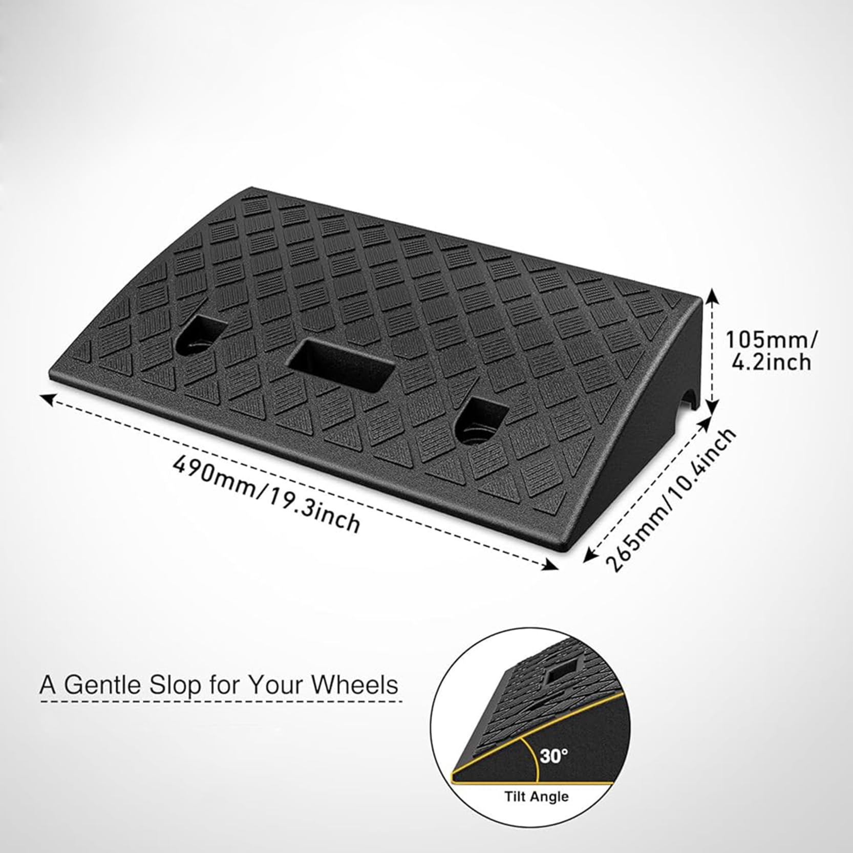 Rampa Portátil para Acera,Rampa para Silla de Ruedas,Rampa para Coche-para Cortacésped,Scooter, Motocicleta,Carga de 3300 Libras,Paquete de 2, 19,3 x 10,4 x 4,2 Pulgadas