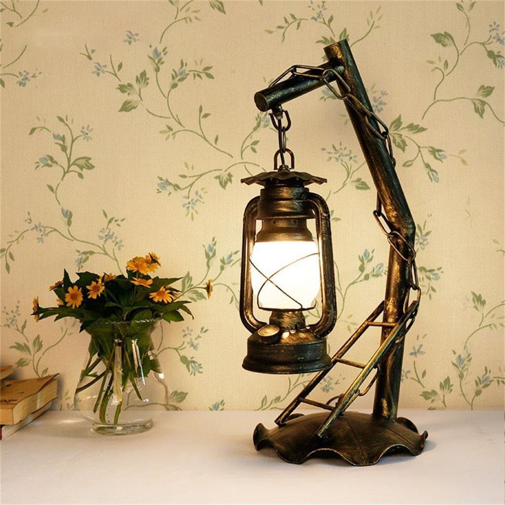 TOYM UK-Retro Decorative Wrought Iron Table lamp Bedroom Living Room ...
