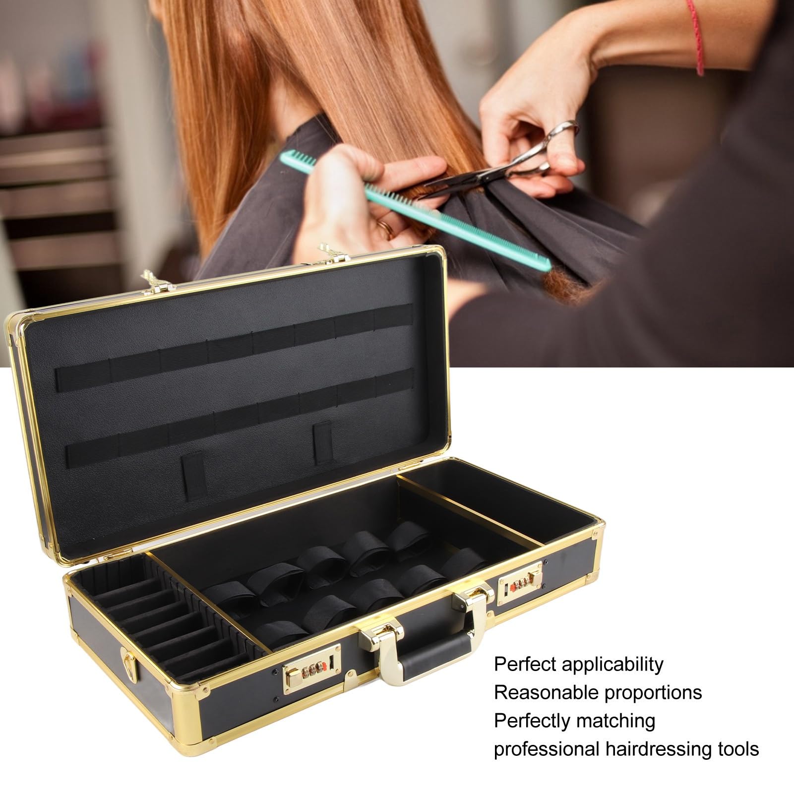 Beauty Fryzjer Case Przenośny Schowek na Narzędzia Fryzjerskie Grzebień Maszynka do Strzyżenia Włosów Nożyczki Organizator Etui na Hasło Futerał do Przechowywania w Wystarczającej Ilości Miejsca