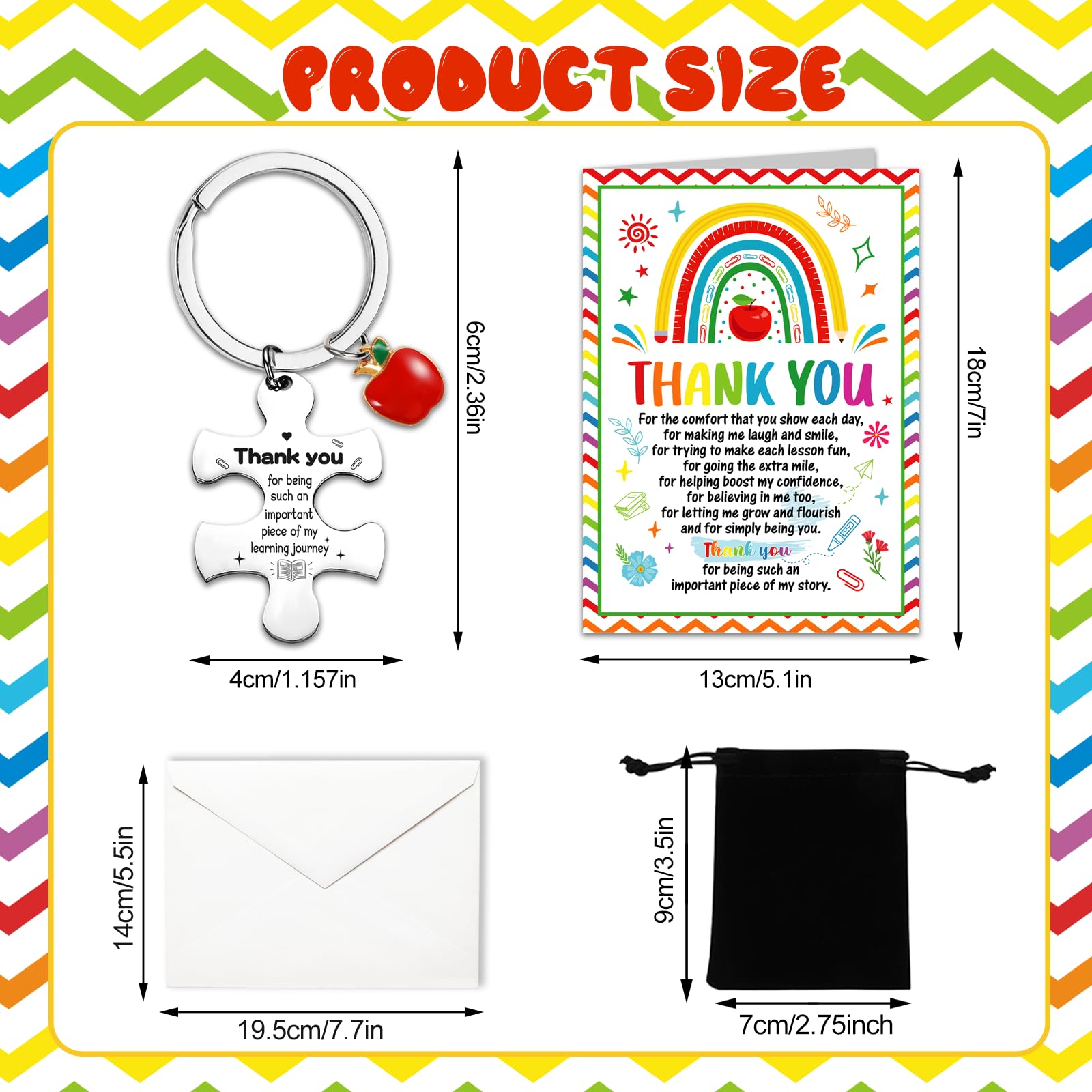 HOWAF Thank You Teacher Gifts for Women Men Thank You Teacher Card, Best Teacher Card & Teacher Keyring - Image 2