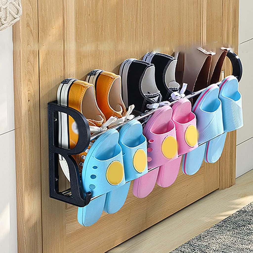 3pcs Over The Door Shoe Rack Stainless Steel Shoe Storage Shelf Wall Mounted Hanger Holder For Entryway No Drilling