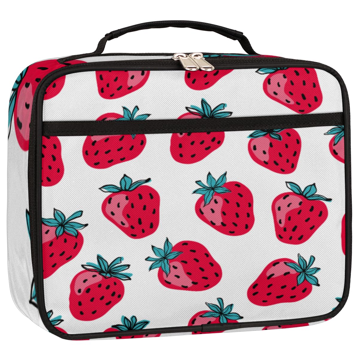 Borsa termica termica per il pranzo con motivo fragola, per donne, ragazze, adulti, riutilizzabile, per picnic, scuola, ufficio, all'aperto