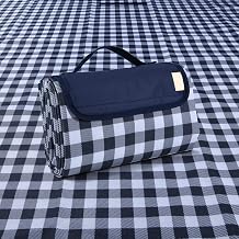 Picnic Blanket|Beach Mat|Picnic Blanket for Indoor and Outdoor, 80" x 57" Sandproof Waterproof Larger Mat for Beach, Travel, Camping, Hiking, Park Grass,Machine Washable, Foldable. (Dark Blue Plaid)