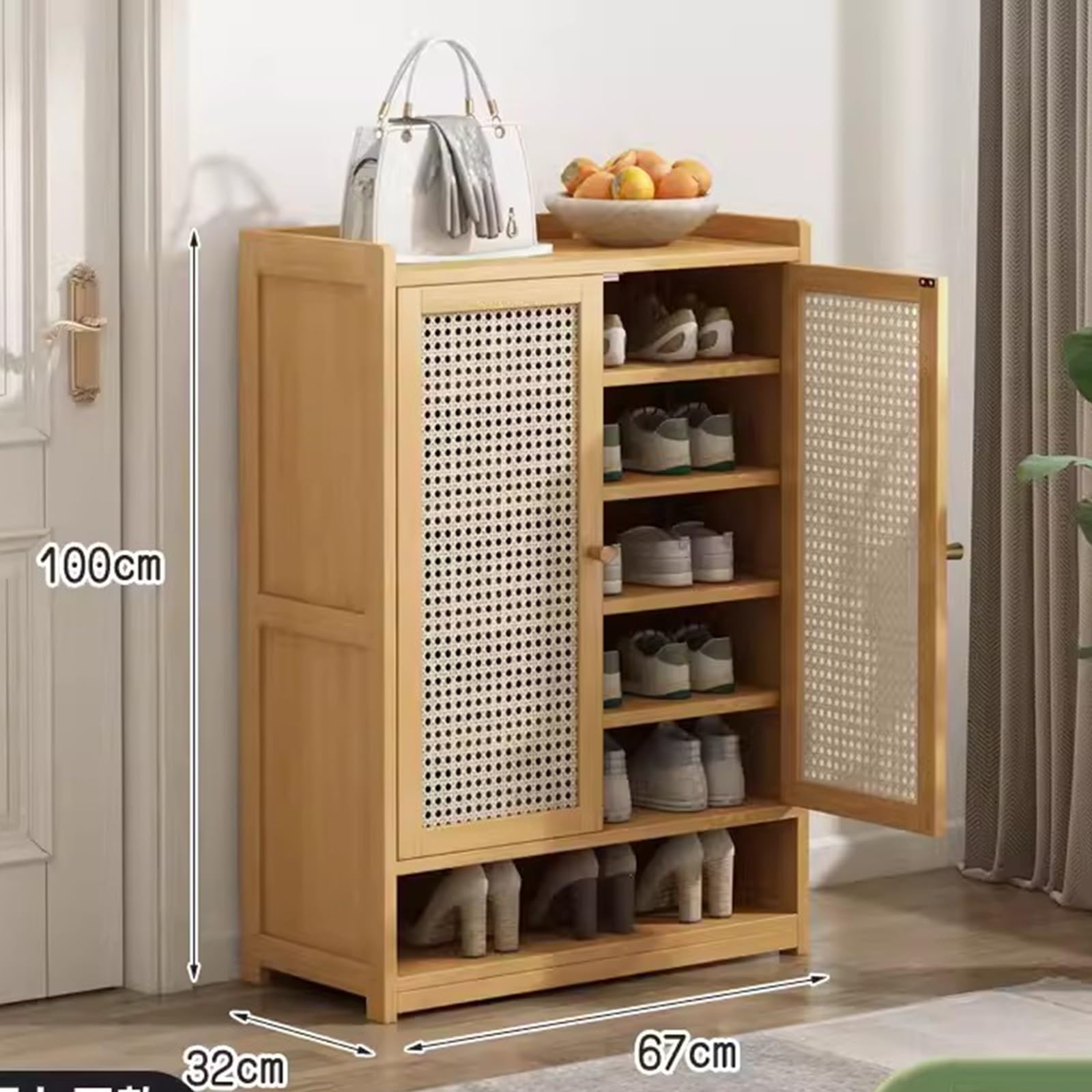 Scarpiera a 7 ripiani con doppia anta, per ingresso, corridoio e camera da letto, design moderno