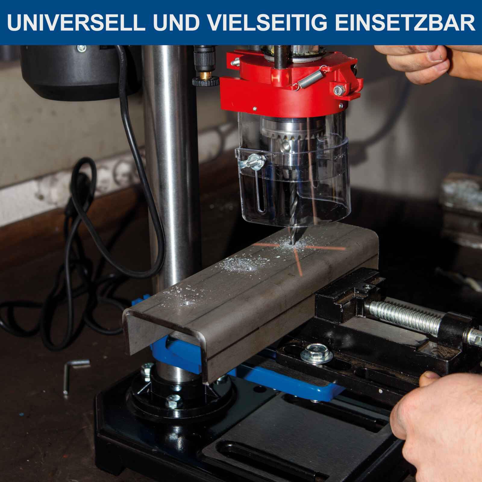 Scheppach Tischbohrmaschine DP16VLS Standbohrmaschine Säulenbohrmaschine inkl. Schraubstock | Bohrfutter 1,5-13mm | Bohrhub 50mm | Leistung 500W | 600-2650 Umdrehungen | Laser & neigbarer Tisch 45°