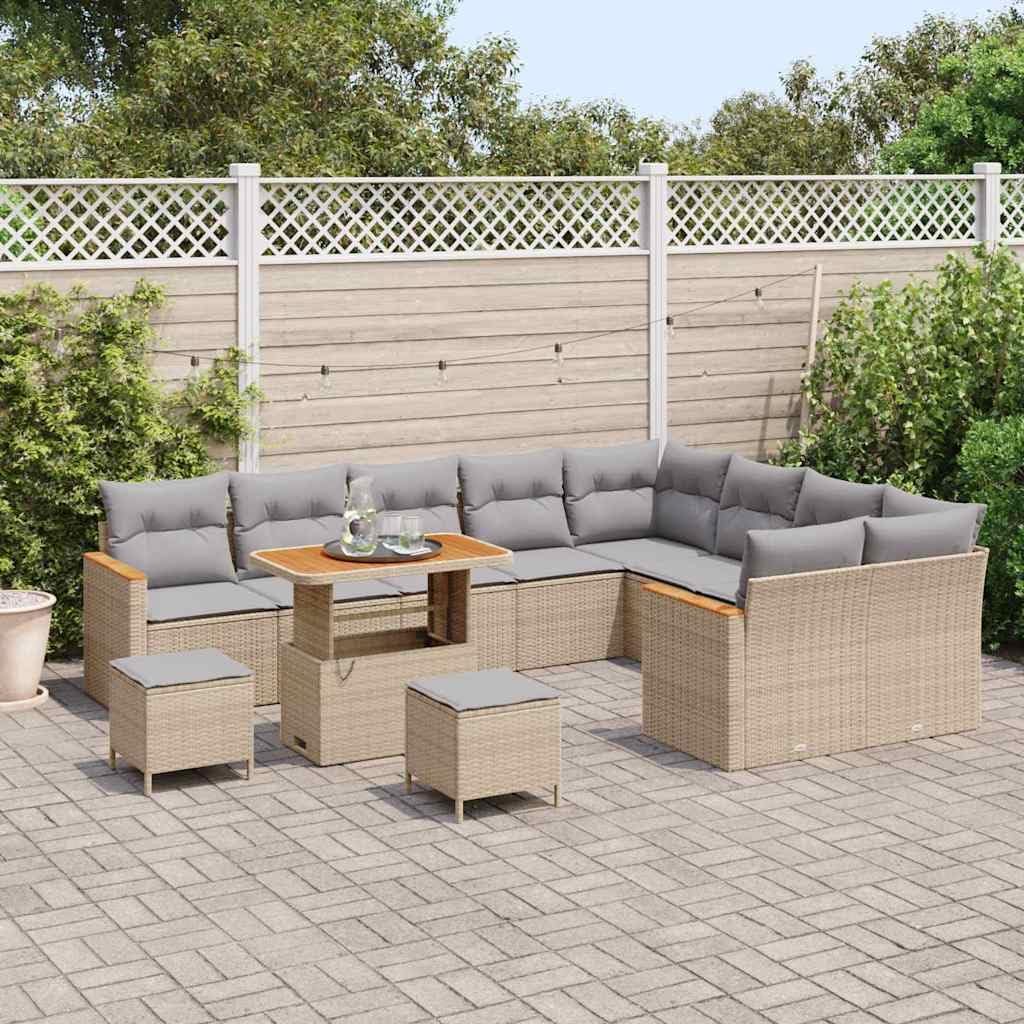 Hothingwell 12-częściowy zestaw sofa ogrodowa Beige Poly Rattan