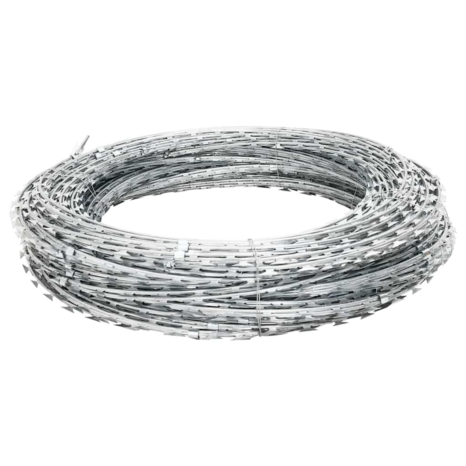 Filo Spinato BTO-22, per sicurezza recinzioni esterne, 100 m allungato 9,45 m a spirale, acciaio zincato, lame 22x15 mm, interasse 34 mm, per giardini, proprietà commerciali e strutture governative