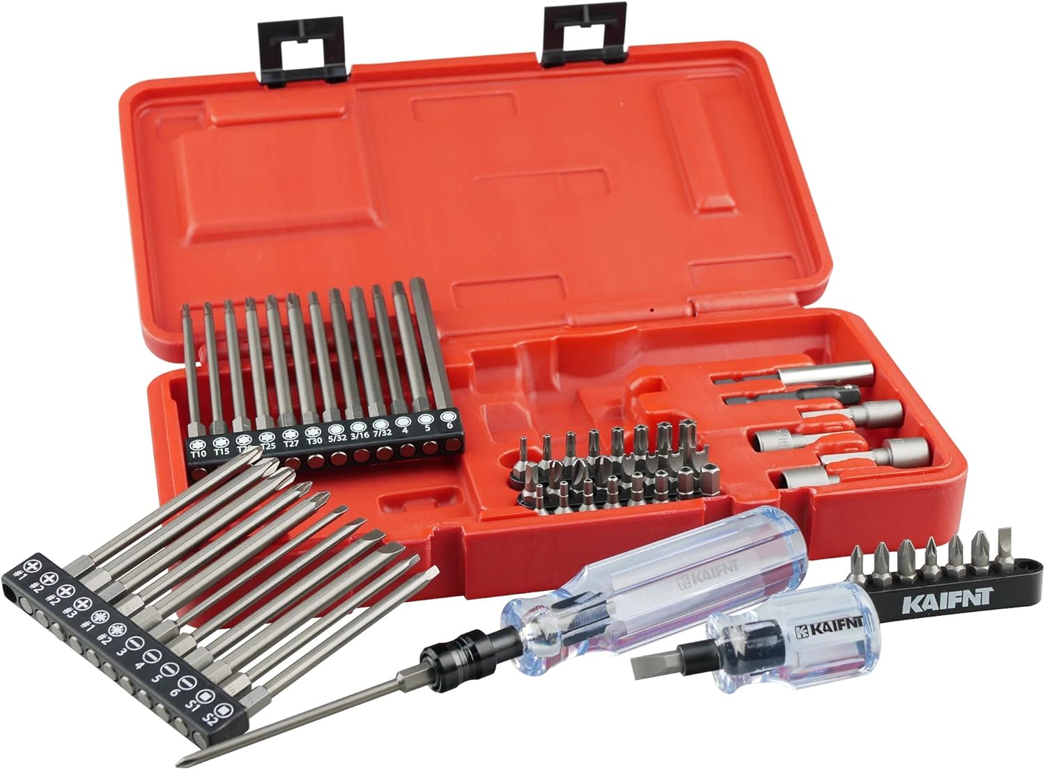 K460 Professional Screwdriver Bit Set with Acetate Handles, 4-inch Power Bits, Quick Change Hand Driver, 60-Piece