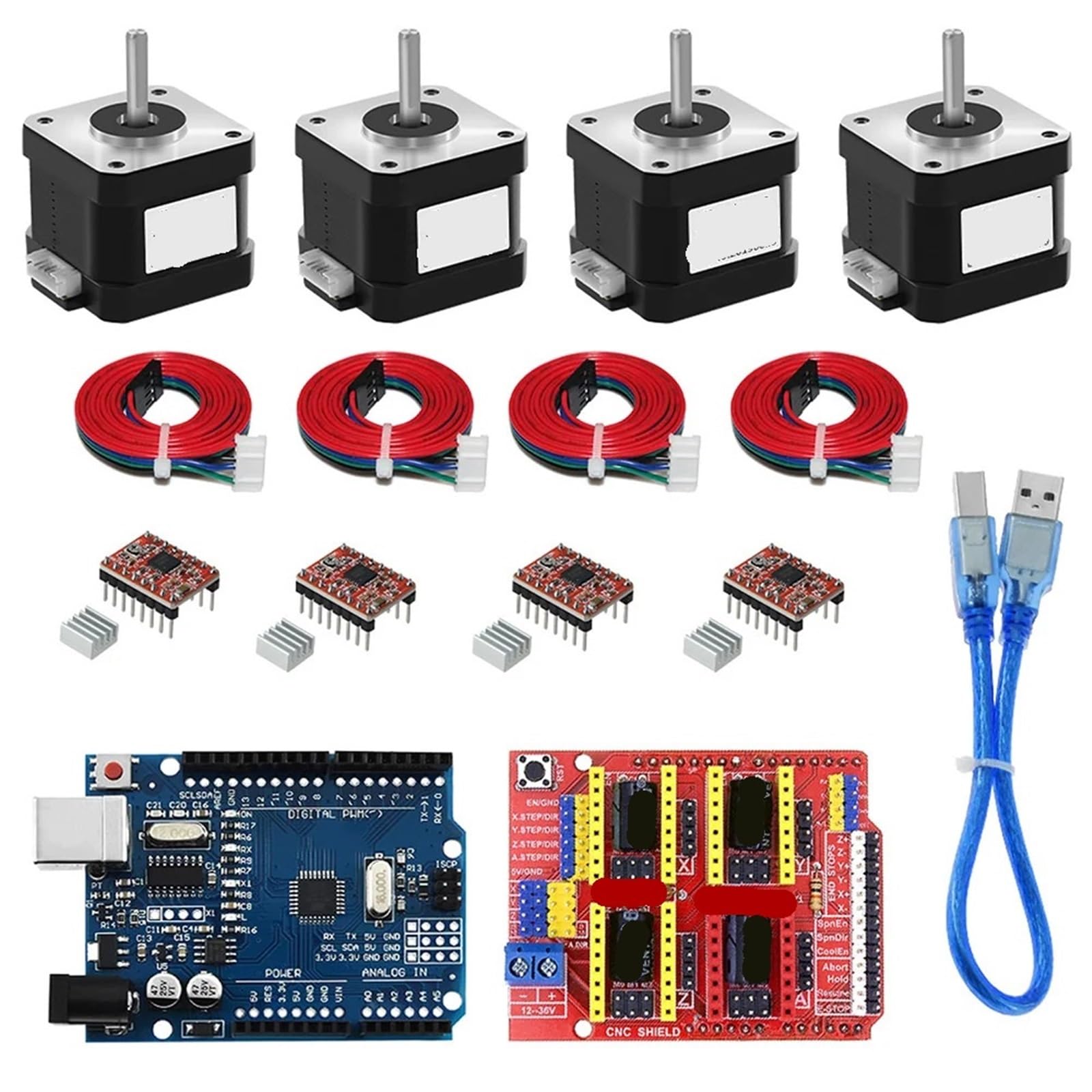 Kit CNC Shield V3 con motore passo-passo NEMA17 e driver A4988 for Arduino R3