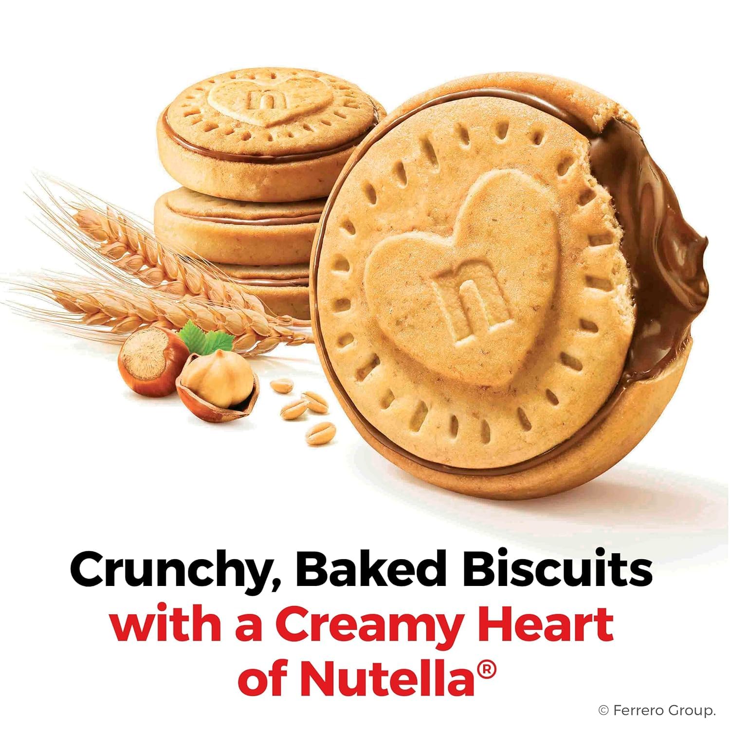Nutella Biscuits, Hazelnut Spread With Cocoa, cookie with a creamy heart of Nutella - 4-9.7 Oz Bags/Total Net WT 38.8 oz