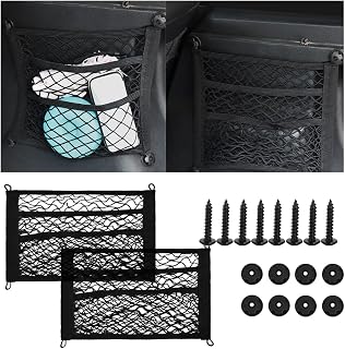 Car Mesh Cargo Net, 2PCS Elastic Vehicle Trunk Storage Netting with Screws, Automotive Interior Wall Sticker Organizer Pouch Bag Accessories, Universal for RV, Bus, Camper (Small)