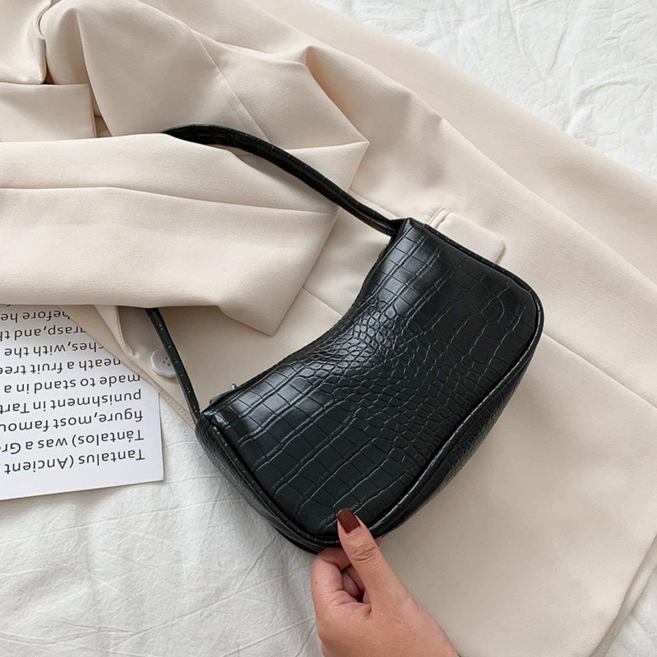 Borsa baguette in coccodrillo riciclato Bianco | na-kd.com