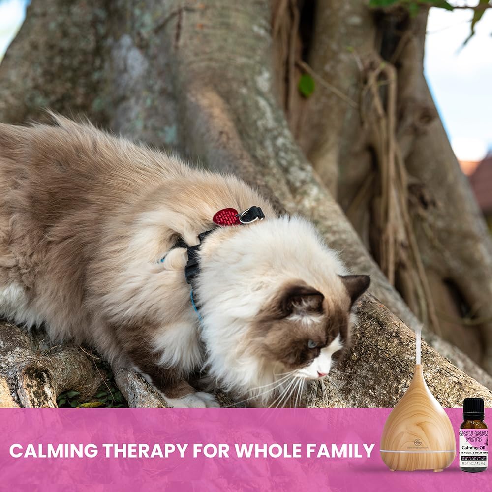 Holistic Natural Derived Calming Pet Essential Oil Blend & Diffuser Set for Anxiety: Relax Your Pet with Natural and Clean Ingredients While Providing Stress Relief - Made in USA – 15mL