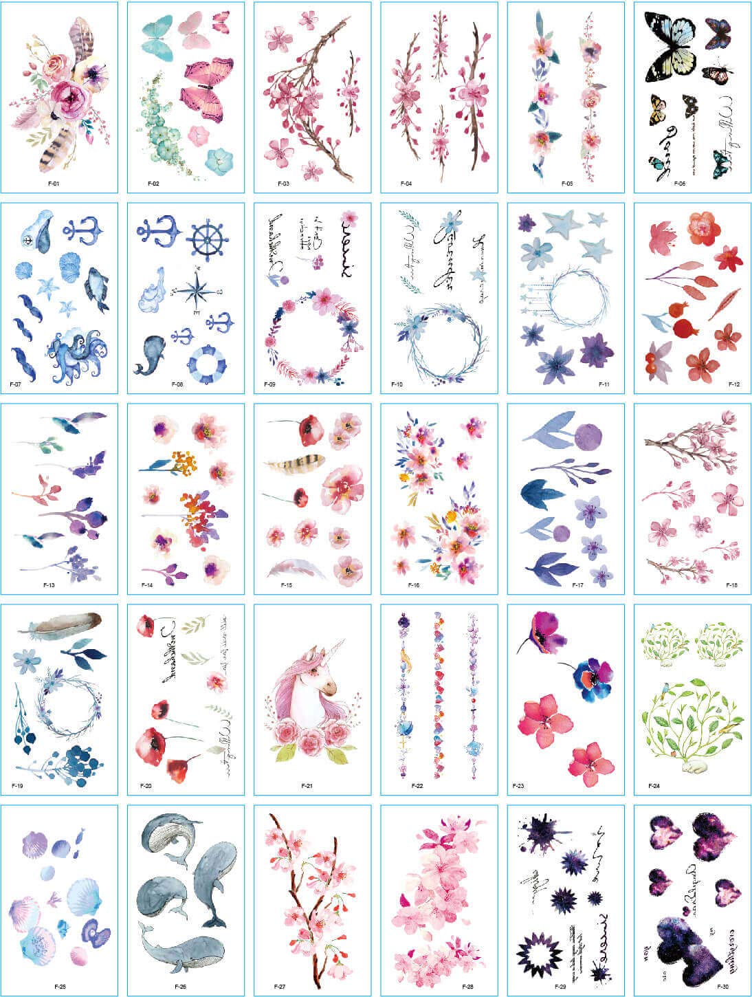 Ink Wash Temporary Tattoo Stickers – 30 Sheet Transfer Stickers, Fashion Chinese style Fake Tattoos Waterproof (Multi-color)