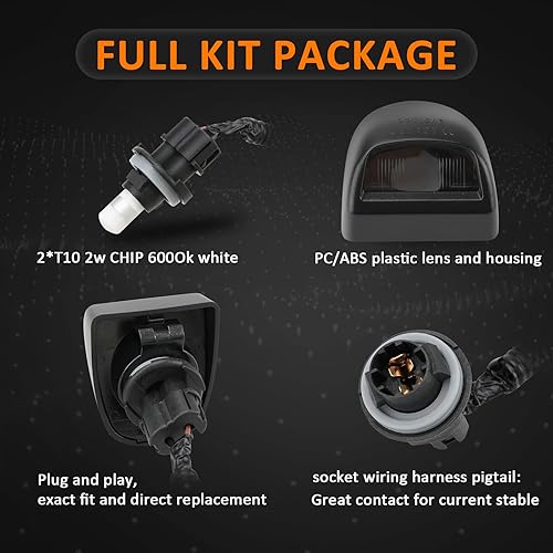 Miniatura 4 de Bestview Luces de Matrícula Etiqueta Lámpara Trasera con Cubierta de Carcasa Enchufe Bombillas Blancas 6000K Conjunto de Repuesto para Chevy