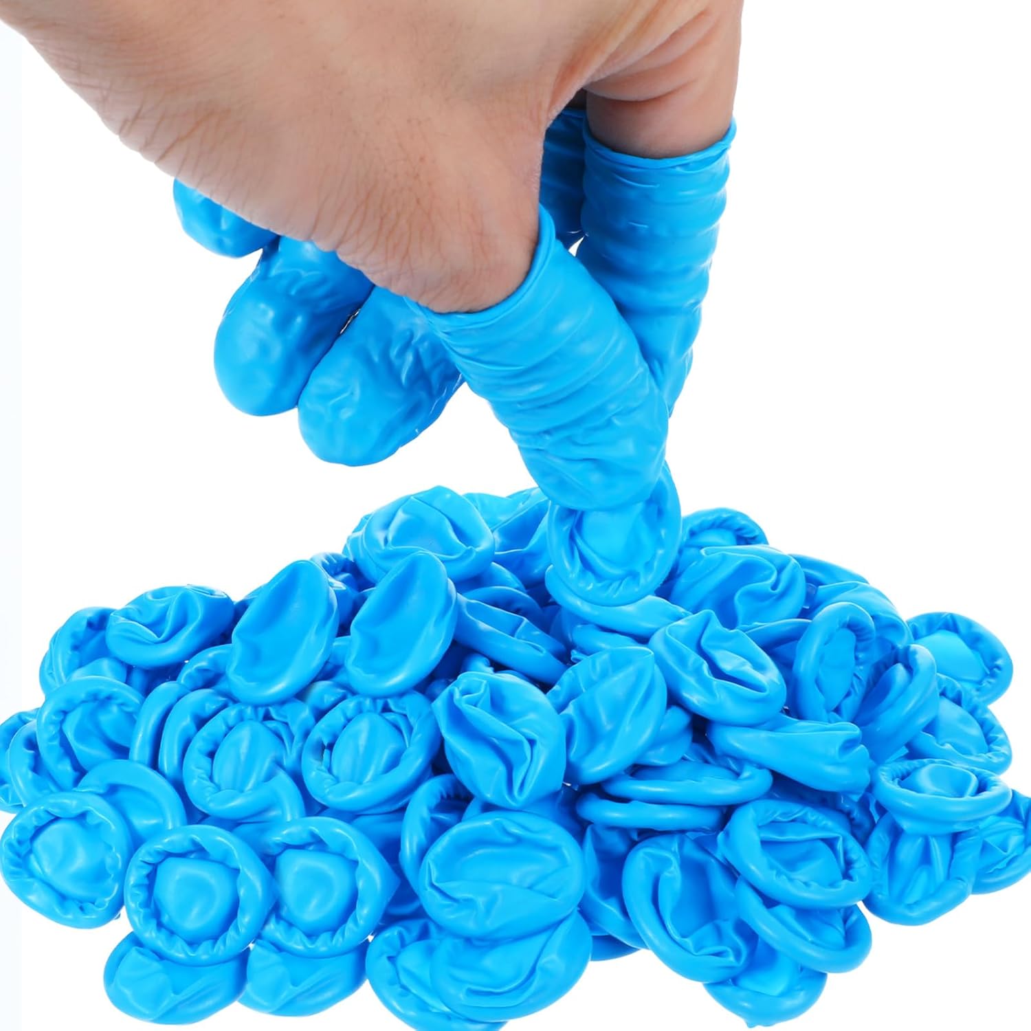 Kifmurase 400 PCS Large Disposable Nitrile Finger Cots, Non-allergenic No Powder Finger Protectors, Finger Covers for Beauty, Manicure, Massage, Electronic Repair (Blue)