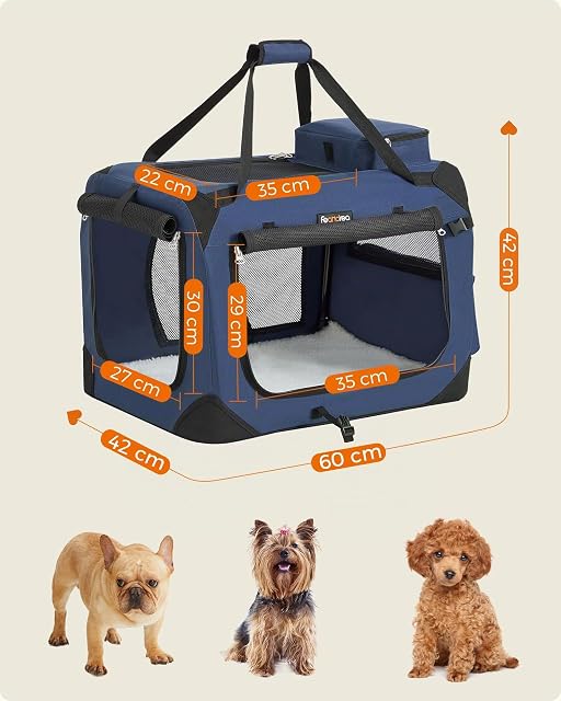 Foto 4 de 8 de FEANDREA Transportín para Gatos y Perros, Plegable, Tamaño M, Tela Oxford, Malla Transpirable, Portátil
