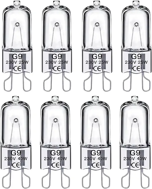 TaimeiMao G9 Halogenlampen 8 Stück - 25W & 40W für Backofen, Mikrowelle, Deckenleuchten