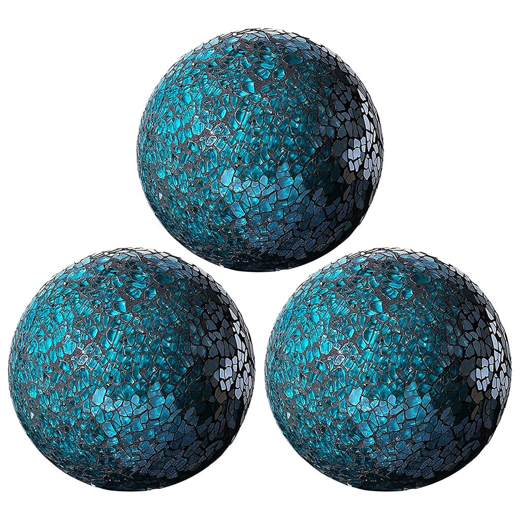 MERIGLARE Esfera de Mosaico Bolas de 8 cm Artículos para el hogar Centro de Mesa Juego Orbes Decorativos Bola Decorativa Globo para Adornos Mesa de Centro - Azul 3 Piezas