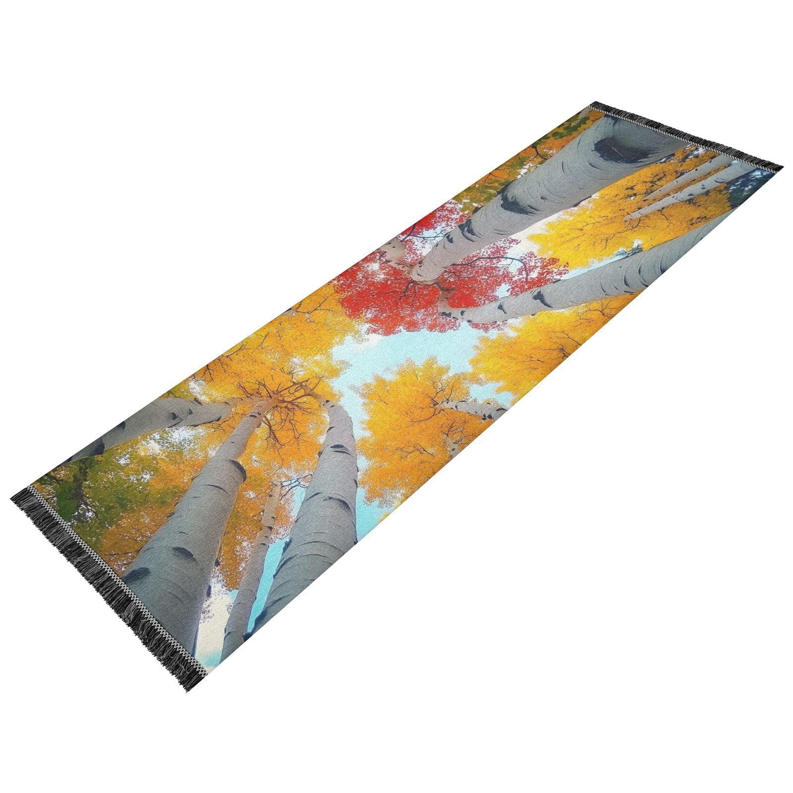 ZRYSMY Washable Runner Rug Colorful Birch Tree 2’ x 6’ Non-Slip Floor Carpet Runner Rug for Hallways Kitchen Laundry Room Bedroom Floor Carpet Runner-