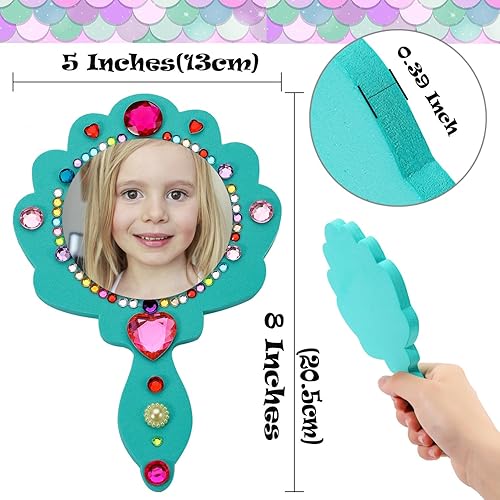 Miniatura 4 de RICHNESS Ocean Foam Mirrors Decorate Your Own Mermaid Mirrors with Self-Adhesive Jewels Unbreakable Kids Mirror Preschool Art Toys Pack of 6