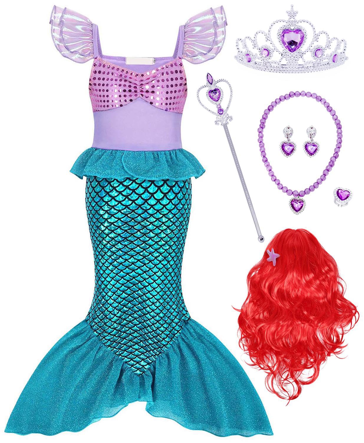 KumSoomliy Mermaid Costumes for Girls Dress up Kids World Book Day Costume Dressing Up Princess Fancy Dresses Halloween Cosplay Birthday Party Mermaid Outfits