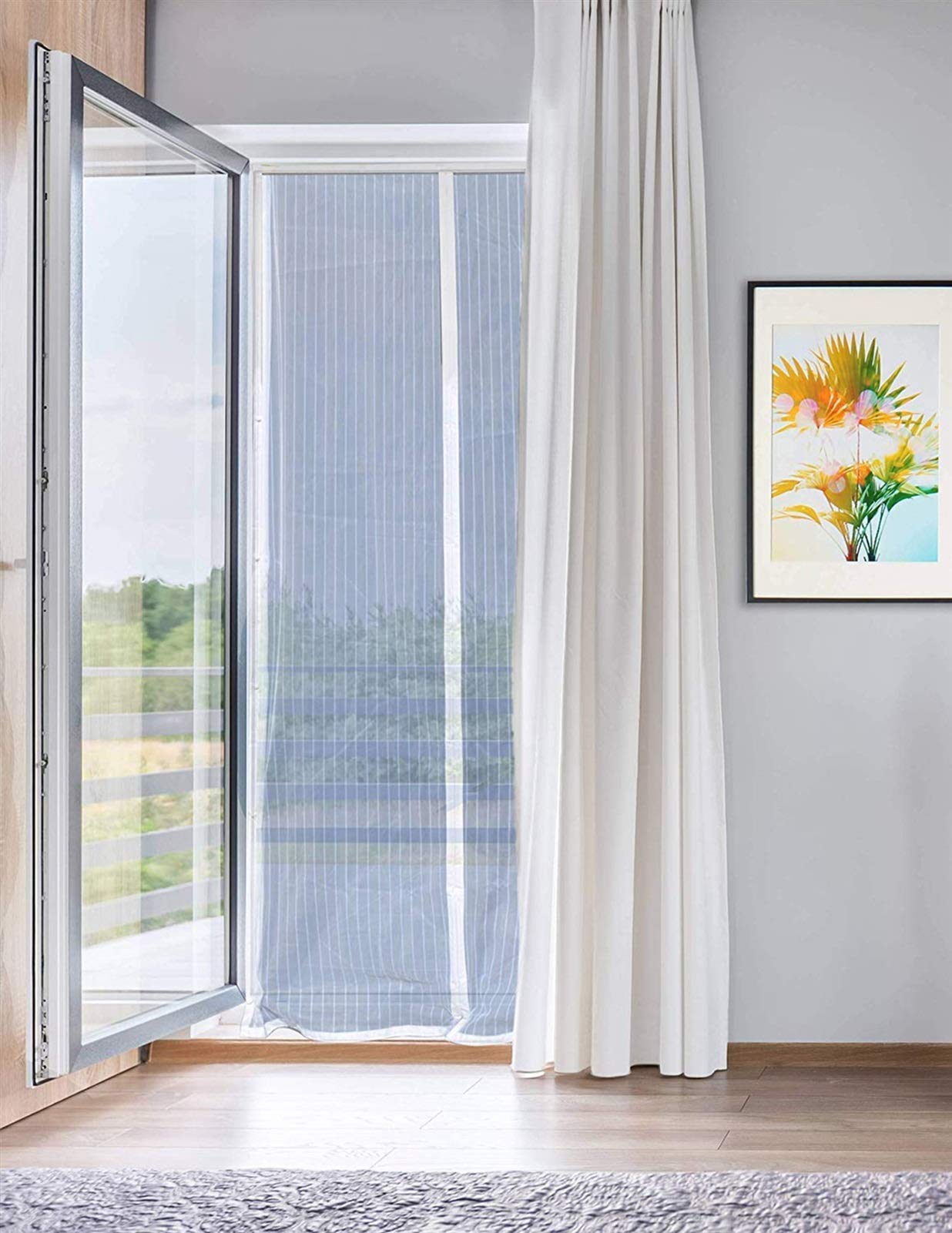 Auxmir Vliegengaas, balkondeur, 160 x 220 cm, insectenbescherming, deur, sterke magneet, zonder boren, verdikt vliegengordijn voor balkondeur, kelderdeur, terrasdeur, zwart