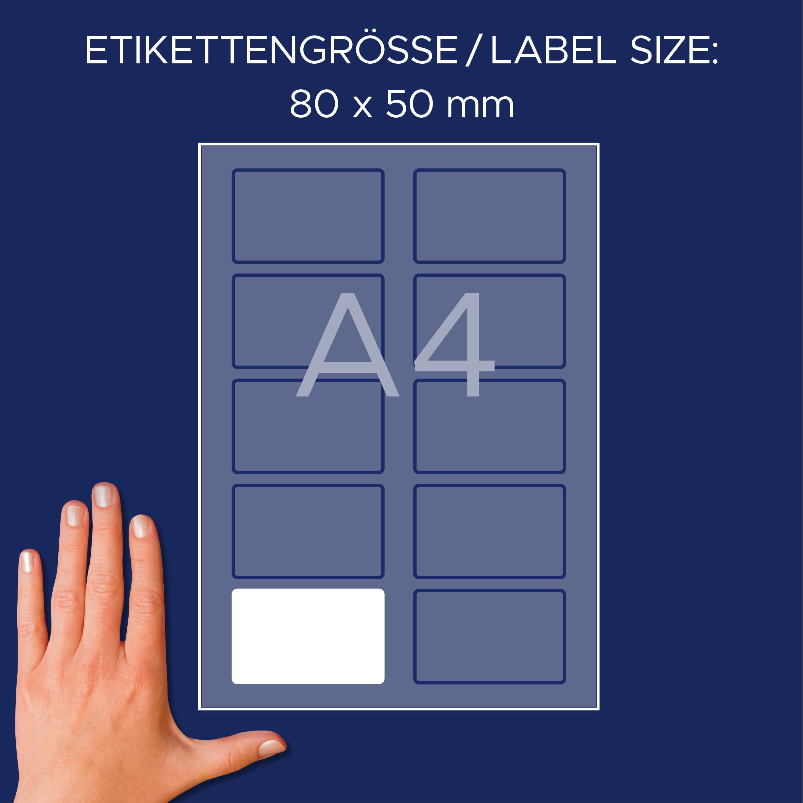 AVERY Zweckform J4785-20 Namensetiketten 200 Stück 80x50mm selbstklebend bedruckbar für Inkjetdrucker weiß